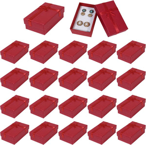 "Deluxe 24-Piece Jewelry Gift Box Set - Elegant Small Boxes with Lids and Bowknot for Rings, Earrings, and Necklaces - Perfect for Special Occasions - Vibrant Red Color"