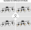 Spot Light Fittings for Ceilings Adjustable Metal Wire Cage Kitchen Spotlight Ceiling Lights with E14 Base Black 4 Way Ceiling Light Industrial for Bedroom Hallway Living Room Shop