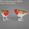 Light Up Robin Acrylic Christmas Decorations, White LED, Battery Operated with Timer, Indoor Outdoor, Set of 5 (13.8cm x 11cm x 7cm)