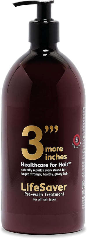 3"' More Inches Lifesaver Prewash Treatment 1000ml - Hair Repair Pre-Shampoo - Broken Bond Restore Treatment - Sulphate & Silicone Free, No Added Fragrance - Hair Care by Michael Van Clarke