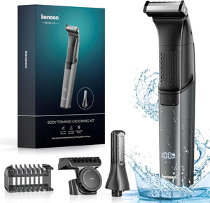 Body Hair Trimmer Men 2in1, Safe Mens Body Shaver for Pube Intimate, Waterproof Pubic Balls Hair Shaver for Men, Ball Body Groomer with Dual Cutterheads/Adjustable Comb