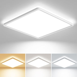 24W 2400LM 29CM LED Ceiling Light, 3000K/4000K/6500K Bathroom Lights IP44 Waterproof, Square Flush Ultra Thin Ceiling Lighting for Kitchen Bedroom Toilet Hallway Office