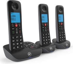 Essential Cordless Landline House Phone, Nuisance Call Blocker, Call Block button, Answer Machine, Trio Handset Pack