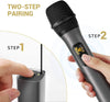 Wireless Microphone, UHF Metal Cordless Handheld Mic System with Rechargeable Receiver, 1/4” Output for Amplifier, PA System, Singing Karaoke Machine, 200ft (TW620), Grey