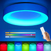 RGB LED Ceiling Light Dimmable with Remote Control, 24W Flush Ceiling Light, 3000K-6500K 2400LM for Living Room, Bedroom, Kids Room, Dining Room, Kitchen, Bathroom, Round 11 Inch