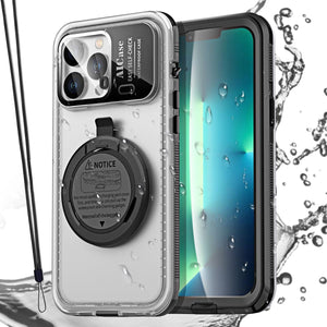 Self-Check Waterproof Phone Case for iPhone 13 Pro Max, Underwater Touchscreen Water Proof Dustproof Snowproof Diving Phone Case Built-in Screen Protector for Shower, Bike, Beach, Snorkeling