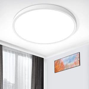 12inch LED Ceiling Light, White 24W(240W Equiv) 6000K Cold White Flush Mount Ceiling Lights Fixture, Super Bright, 3200LM Modern Ceiling Lamp for Bedroom Kitchen, Office, Hallway