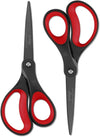 2 Pack 8" Titanium Non-Stick Scissors, Professional Stainless Steel Comfort Grip, All-Purpose, Straight Office Stationery Craft Paper Fabric Household Sharp Shears Set for DIY(Red/Black)