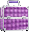 Makeup Case Vanity Box 4 Trays Beauty Organiser Case Cosmetic Storage Box with Locks, Purple