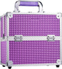 Makeup Case Vanity Box 4 Trays Beauty Organiser Case Cosmetic Storage Box with Locks, Purple