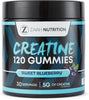 Creatine Monohydate Gummies 5000mg for Men & Women - 120 Chewable Creatine Gummies - Natural Blueberry Flavoured Creatine, Gym Supplement, Muscle Performance - by