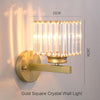 Golden Crystal Wall Light Indoor, E27 Modern Bedroom Wall Lamp, LED Crystal Wall Lamps, Gold Square Crystal Wall Light for Living Room, Corridor, Dining Room, Hallway