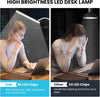 LED Desk Lamp with Clamp, Eye Caring Reading Lamp with 10 Brightness, 5 Color Modes, Long Flexible Gooseneck Daylight Light, Architect Task Lamp, Clip on Lamps for Home Office, Super Bright