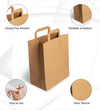 Paper Bags with Handles -500 Large Brown Paper Bags 10x12x3.5”-Perfect for Lunch, Takeaway, Grocery and Party use