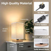 Bedside Lamp, Small Table Lamp with Square Fabric Linen Shade Minimalist Lamp for Bedroom Warm Light Bed Lamp Desk Lamps for Kids Room, Living Room, Dorm, Office, On-Off Switch (LED Bulb Included)