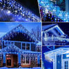 Outdoor Icicle Christmas Lights 10M - Fairy Lights Plug in Cool White & Blue Connectable Waterproof Led Bright Icicle Lights Mains Powered with 8 Modes & Remote Timer for Window Garden Party