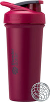 Strada Sleek Shaker Cup Insulated Stainless Steel Water Bottle with Wire Whisk, 710ml, Raspberry