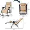 "Set of 2  Zero Gravity Chairs with Side Table in Elegant Beige"