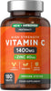 Vitamin C and Zinc Tablets | 180 Count | High Strength Vitamin C 1400mg and Zinc 40mg | No Artificial Preservatives | by