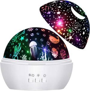 Baby Lights Projector, Roating Sensory Lights with 8 Lighting Modes, Starry Sky & Ocean Night Light Porjector for Kids, Baby Sensory Toy Gifts for Baby Gifts for Girls Boys - White