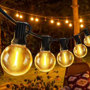 Festoon String Outdoor Garden Lights - 30M 100ft G40 Outside Electric Light Mains Powered Shatterproof LED Bulb Waterproof Lighting for Outside Patio Pergola Gazebo