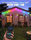 Outdoor LED String Lights, 15m RGBIC WiFi Garden Lights Dimmable Warm White LED Bulbs, IP65 Waterproof Smart Garden Lights for Backyard, Party