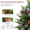 2 Pieces 2ft Prelit Artificial Christmas Tree with LED Light and 141 Tips, Concrete Base, Tabletop Xmas Tree with Pine Cones and Red Berries, Green