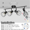 Spot Light Fittings for Ceilings Adjustable Metal Wire Cage Kitchen Spotlight Ceiling Lights with E14 Base Black 4 Way Ceiling Light Industrial for Bedroom Hallway Living Room Shop