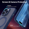 Magnetic Stand Case for iPhone 15 Pro Cover, Matte Clear with Invisible Ring Holder Compatible with Mag safe Shockproof Protective Case for iPhone 15 Pro 6.1''-Blue