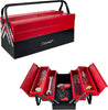 3 Tiers - 5 Trays Metal Tool Box, Cantilever Organiser Storage Box for Garage Home Tools, Toolbox - Red (47 x 32 x 20cm)