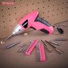 27 Pc Electric Screwdriver Pink 3.6V with 23 Drill Bit Set for Women. Cordless Screwdriver Tool with Rechargeable Battery & LED Light. Ideal Electric Screwdrivers Cordless for Home & Office.