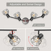 Spot Light Fittings for Ceilings Adjustable Metal Wire Cage Kitchen Spotlight with E14 Base Black 4 Way Ceiling Light Industrial for Bedroom Bar Hallway Living Room No Bulb