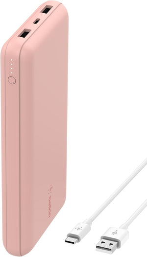 USB C Portable Charger 20000mAh, 20K Power Bank with USB Type C Input Output Port and 2 USB A Ports with Included USB C to A Cable for iPhone, Galaxy, Pixel, iPad, AirPods and More – Rose Gold