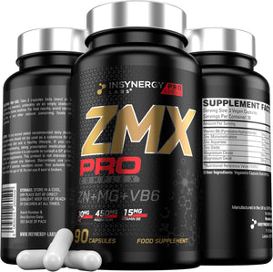 ZMX Pro - Ultra Premium Zinc and Magnesium Supplement (X5 Forms) 90 Vegan Capsules Zinc and Magnesium Tablets, Vitamin B6, Muscle Recovery Muscle Growth Sleep Aid