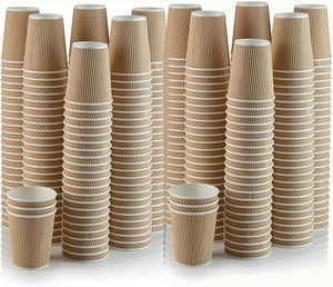 Best House EcoWise Coffee Brown 8-OZ Hot Beverage Cups with Ripple Wall Design, Perfect for Cafes – Eco-Friendly Recyclable Paper-Takeaway Coffee Cups (Pack of 500)