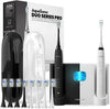 Duo PRO Ultra Whitening 40,000 VPM Electric Smart ToothBrushes ADA Accepted - 4 Modes with Smart Timers - UV Sanitizing & Wireless Charging Base - 10 Proflex Brush Heads & 2 Travel Cases