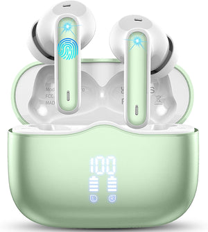 Wireless Earbuds, Bluetooth 5.3 Headphones Wireless Earphones, In Ear buds Wireless Earbuds, 4 ENC Noise Cancelling Mic Wireless Headphones, IP7 Waterproof 40H Playtime, Mini Ultra Light, Grass Green