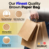 100 Pcs Brown Paper Bags With Handles, Small Paper Gift Bags, Eco-Friendly Kraft Shopping Carrier Bags for Wedding, Christmas, Easter, Birthday Parties & Merchandise Retail 18x24x8cm