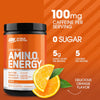 Amino Energy Pre Workout Powder, Energy Drink with Amino Acids, BCAA and L-Glutamine, Food Supplement with Vitamin C and Caffeine, Orange Cooler Flavour, 30 Servings, 270 g