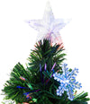 4FT Green Fibre Optic Artificial Christmas Tree Xmas Colourful LED Scattered Tree with Snowflakes Ornaments Fireproofing