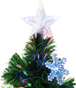 4FT Green Fibre Optic Artificial Christmas Tree Xmas Colourful LED Scattered Tree with Snowflakes Ornaments Fireproofing