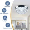 Mini Crystal Chandeliers 2 Layers LED Crystal Ceiling Light Round Flush Mounted Ceiling Light for Staircase Balcany Island (Cool White)