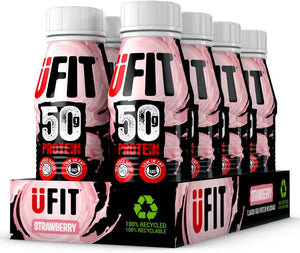 High 50g Protein Shake, No Added Sugar, Low in Fat, Strawberry Flavour Ready to Drink, Pack of 8 x 500 ml (Packaging May Vary)