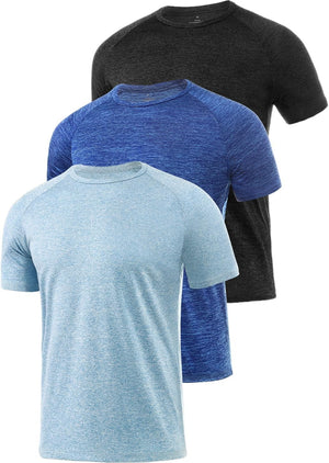 3 Pack Men's Dry Fit T Shirt Moisture Wicking Athletic Tees Exercise Fitness Activewear Short Sleeves Gym Workout Top