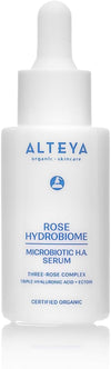 Alteya Organic Rose Hydrobiome Microbiotic H.A. Serum 30ml - NaTrue Certified Organic Skincare with Three-Rose Complex, Hyaluronic Acid and Ectoin - Moisturizes and Improves skin shine