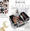 Makeup Case 4 Trays Cosmetic Box Lockable Beauty Vanity Organiser Holder Box for Gifts, Black