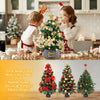 Mini Christmas Tree 60cm, Small Christmas Trees with Lights and Rich Golden Ornaments, 2FT Prelit Artificial Tabletop Christmas Tree for Xmas, Home, Kitchen, Dining Table Decor.