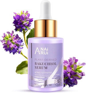 ANAiRUi Bakuchiol Serum with Hyaluronic Acid & Peptide, Retinol Alternative Face Serum for Face and Neck, Hydrating, Smoothing, Anti Aging, Reducing Fine Lines and Wrinkles, 30 ml