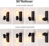 2 Pack Industrial Wall Lights 90° + 350° Rotatable Wall Spotlights E27 Rustic Wall Lighting Fixture for Bedroom Living Room Kitchen Restaurant Lounge Stair Gate Balcony Wall Sconce - Black