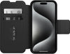 Strada Case for iPhone 15 Pro for MagSafe, Shockproof, Drop proof, Premium Leather Protective Folio with Two Card Holders, 3x Tested to Military Standard, Black